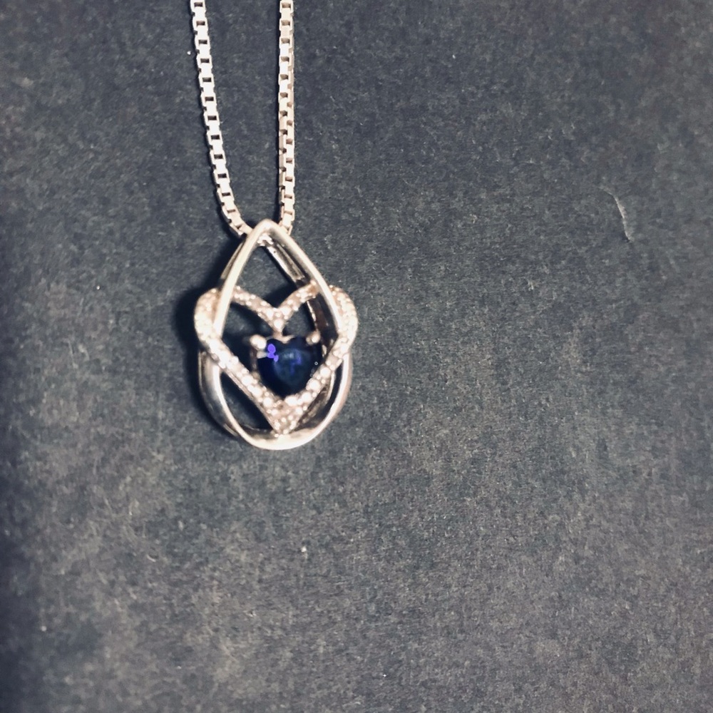 Kay Jewelers silver tanzanite heart necklace
